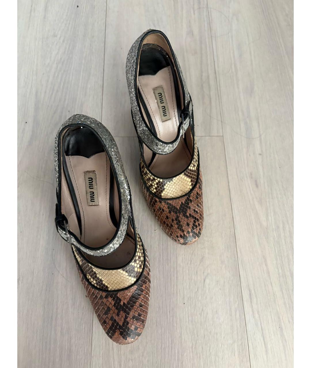 MIU MIU Бежевые кожаные туфли, фото 2