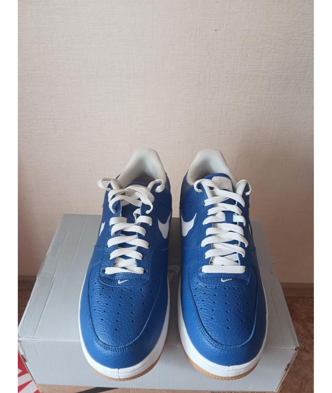 NIKE Синие кожаные низкие кроссовки / кеды, фото 2