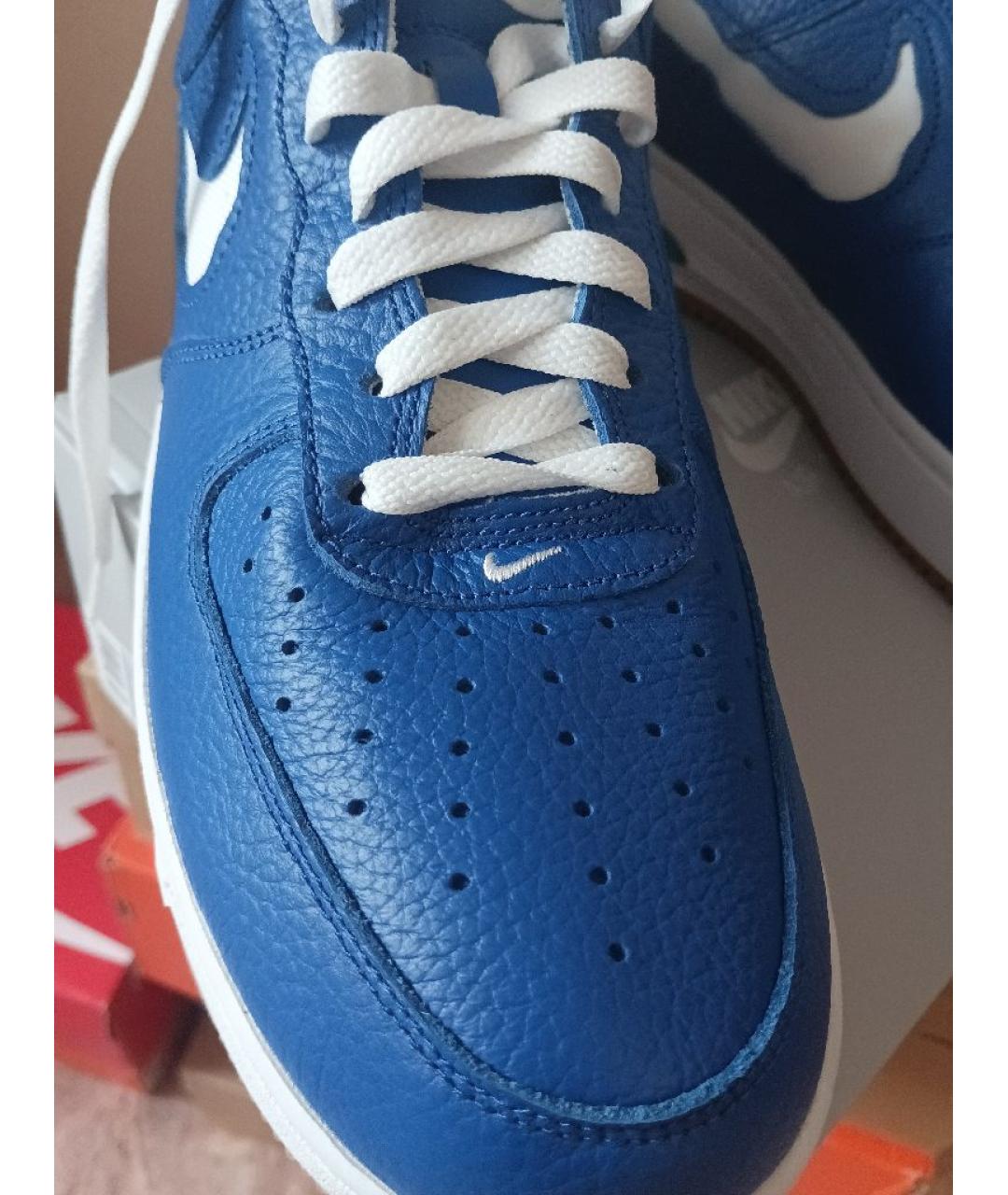 NIKE Синие кожаные низкие кроссовки / кеды, фото 7