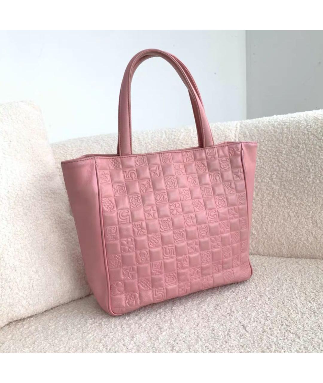 CHANEL Розовая кожаная сумка тоут, фото 3