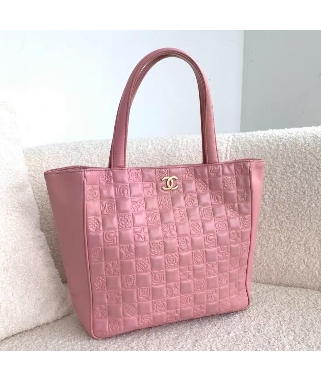 CHANEL Розовая кожаная сумка тоут, фото 2