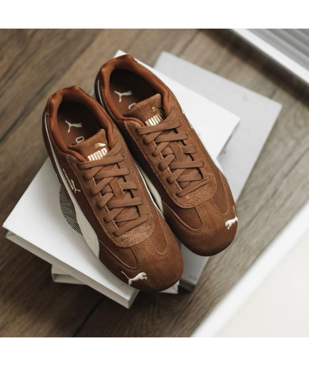 PUMA Коричневые замшевые кроссовки, фото 4