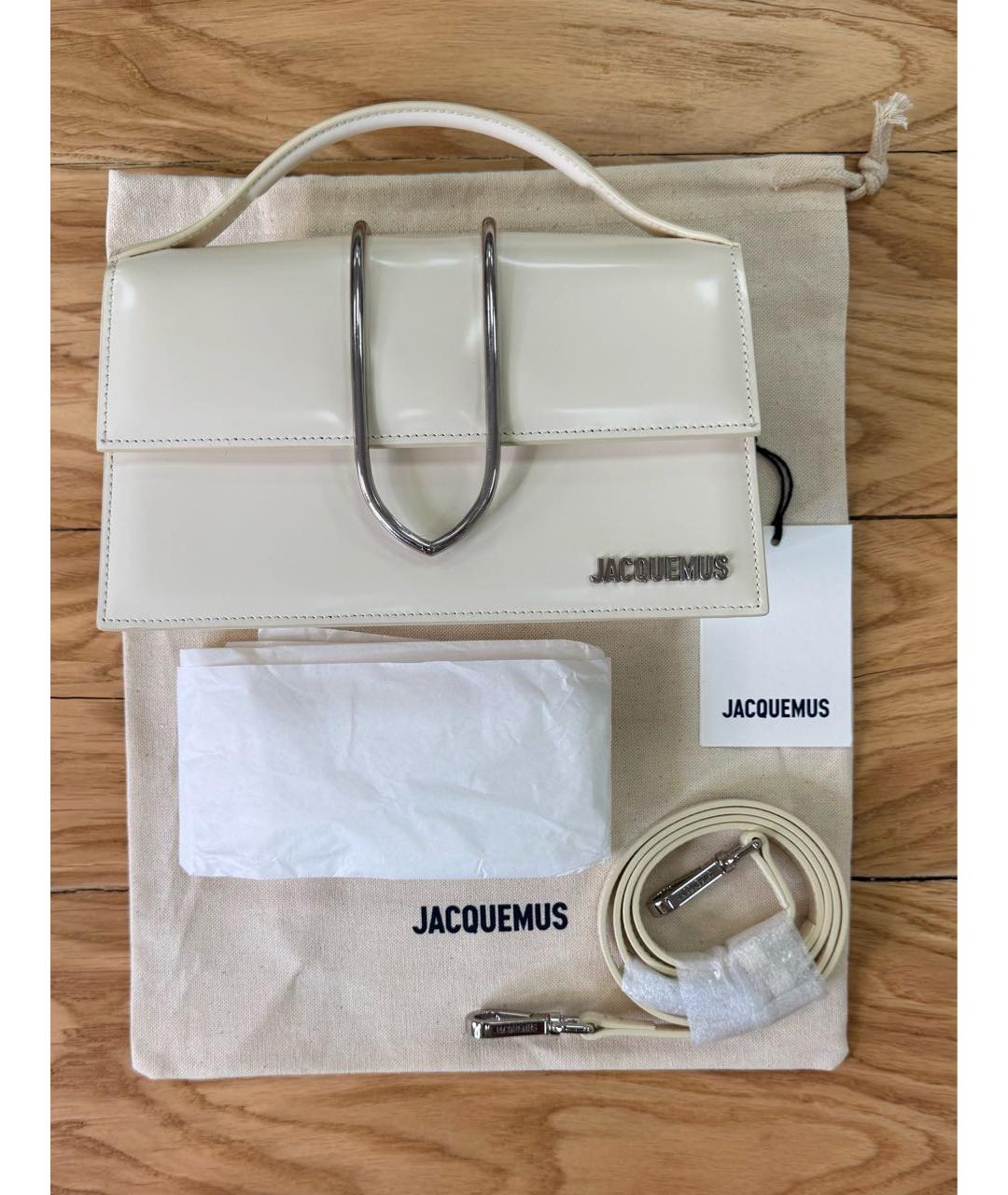 JACQUEMUS Бежевая сумка с короткими ручками из лакированной кожи, фото 6