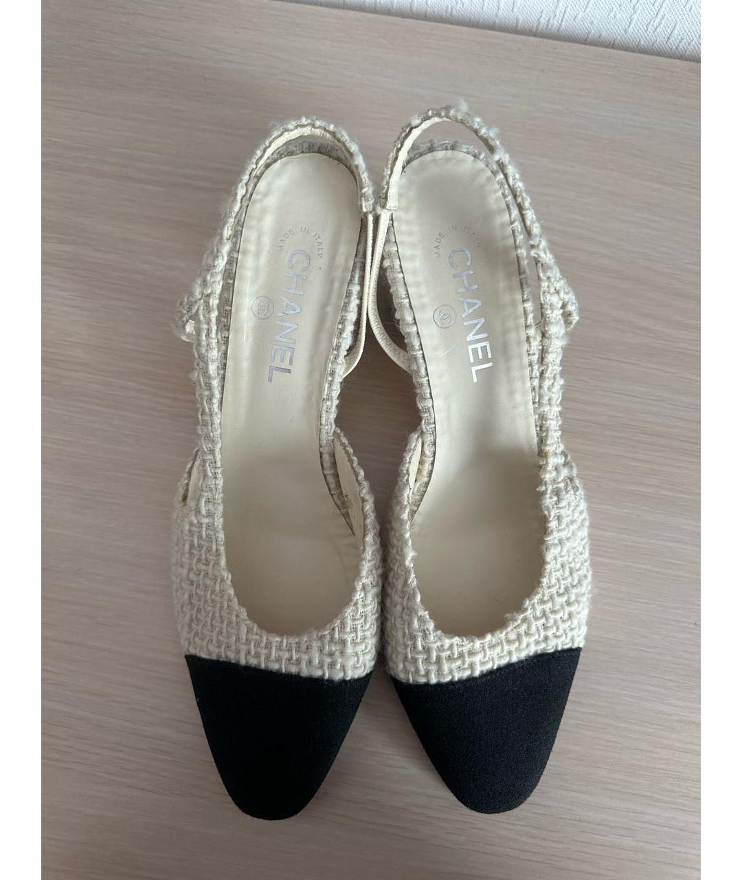 CHANEL Бежевые текстильные туфли, фото 2