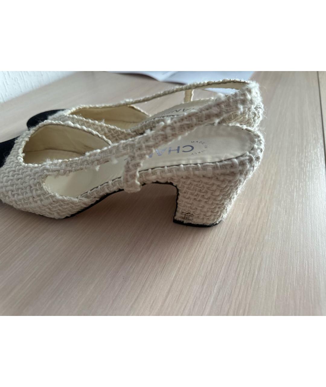 CHANEL Бежевые текстильные туфли, фото 5