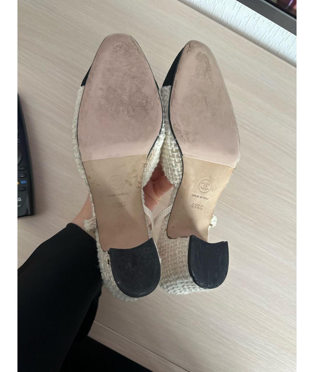 CHANEL Бежевые текстильные туфли, фото 7