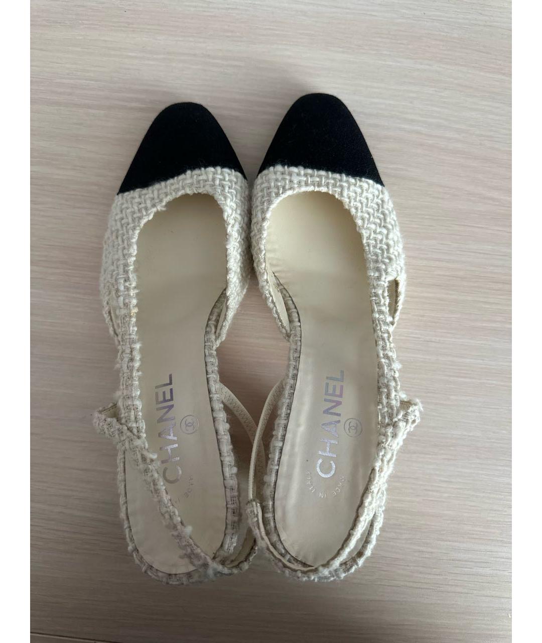 CHANEL Бежевые текстильные туфли, фото 3