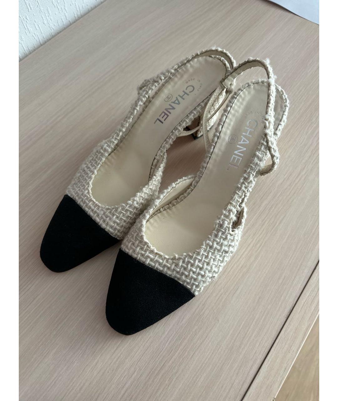 CHANEL Бежевые текстильные туфли, фото 6