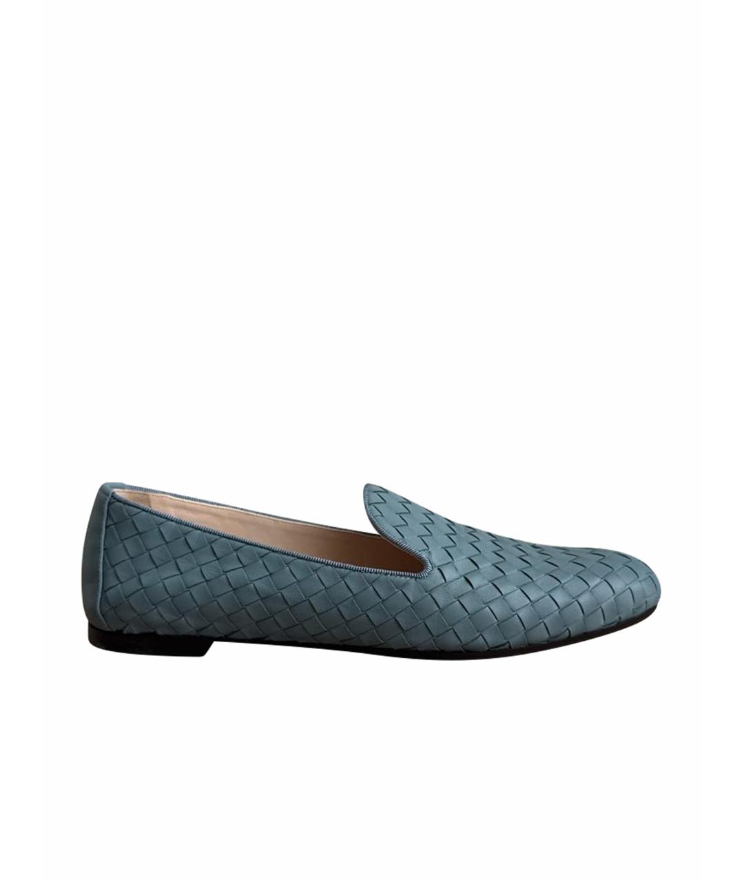 BOTTEGA VENETA Голубые кожаные лоферы, фото 1