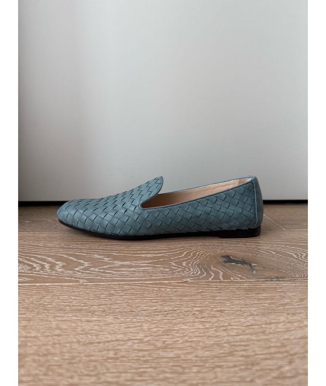 BOTTEGA VENETA Голубые кожаные лоферы, фото 6