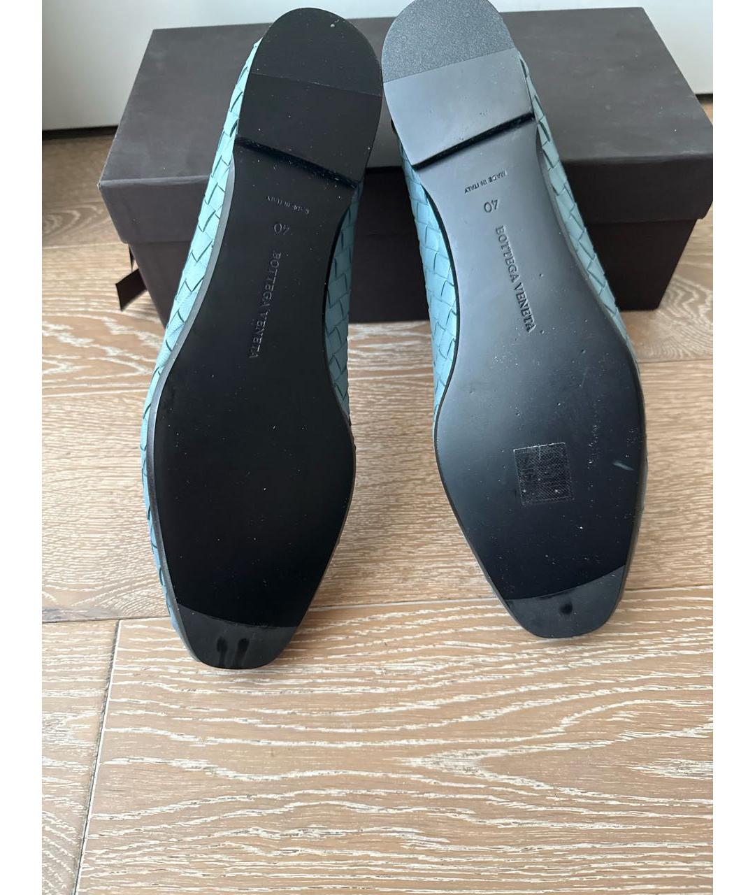 BOTTEGA VENETA Голубые кожаные лоферы, фото 5