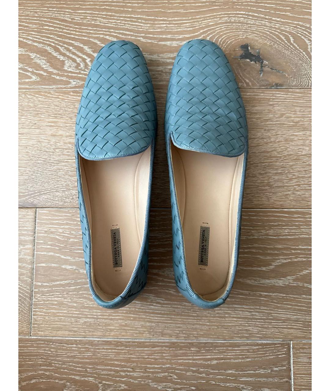 BOTTEGA VENETA Голубые кожаные лоферы, фото 3