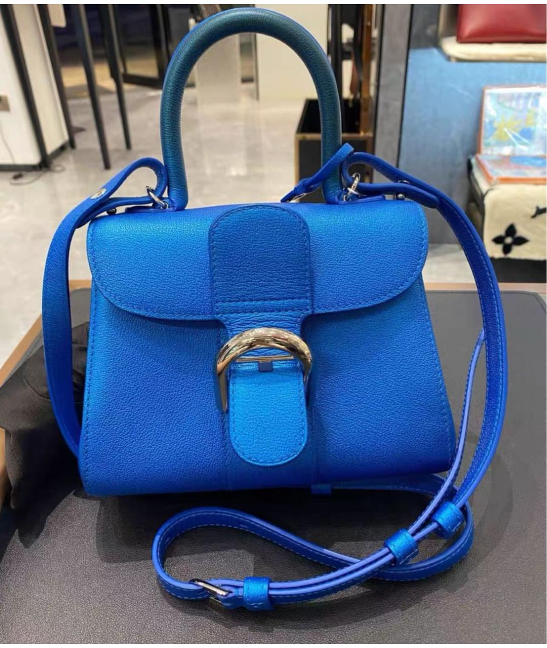 DELVAUX Синяя кожаная сумка с короткими ручками, фото 3