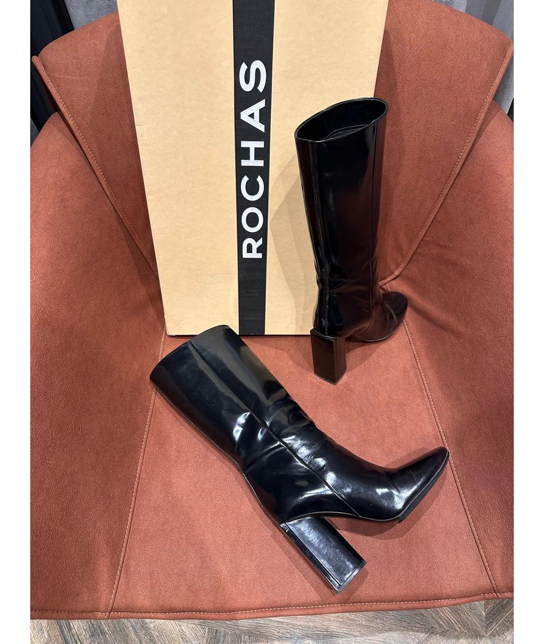 ROCHAS Черные кожаные сапоги, фото 9