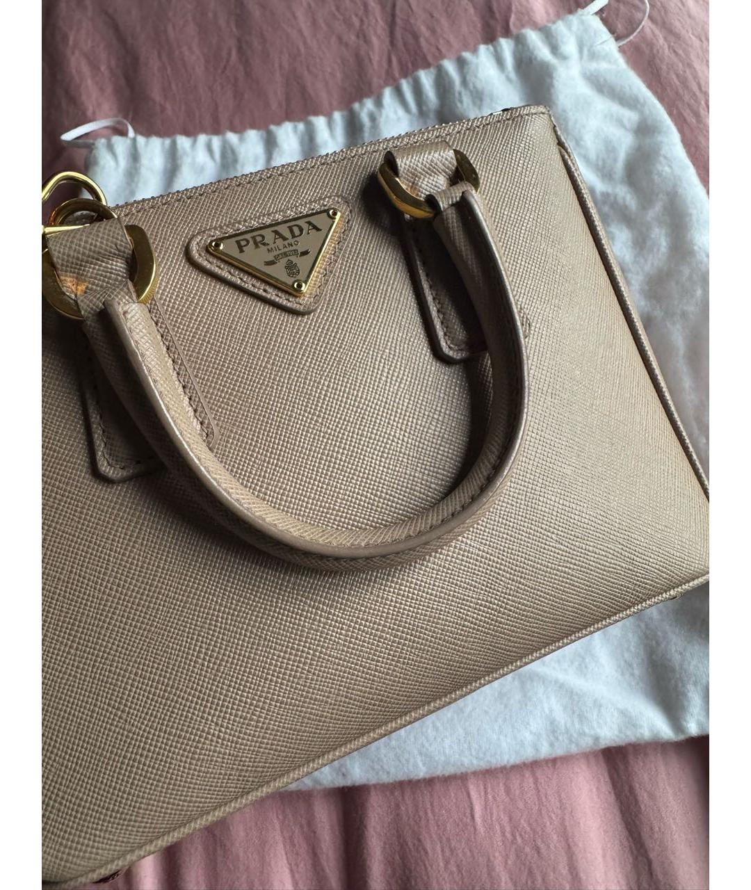 PRADA Бежевая кожаная сумка тоут, фото 3
