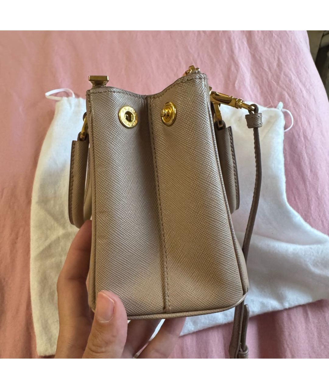 PRADA Бежевая кожаная сумка тоут, фото 5