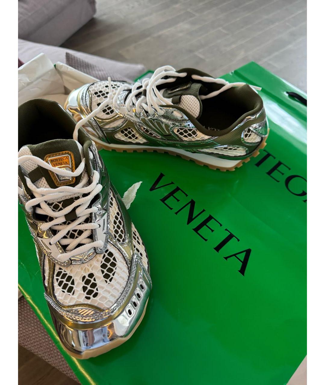 BOTTEGA VENETA Хаки кожаные кроссовки, фото 8