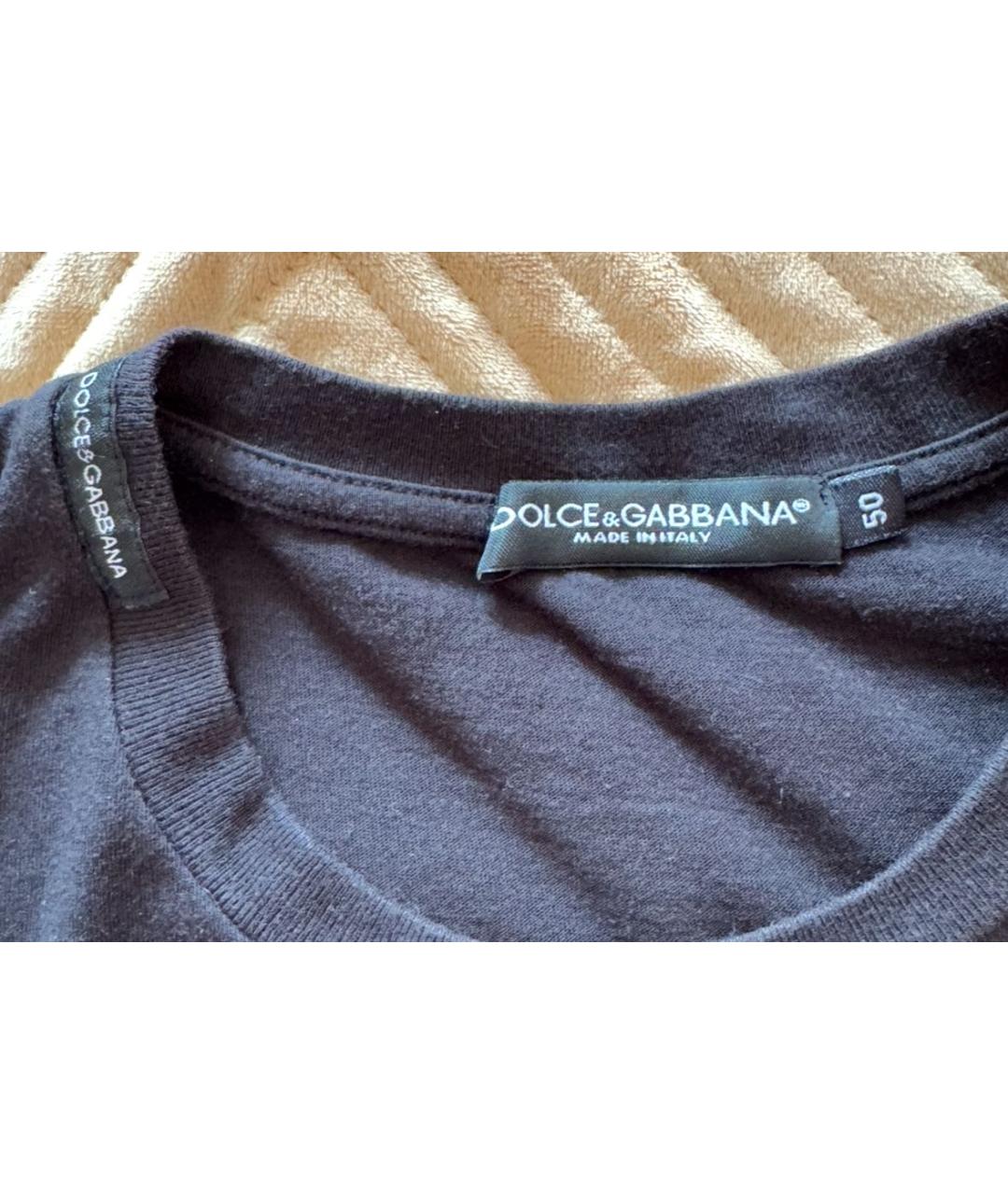 DOLCE&GABBANA Черная хлопковая футболка, фото 3