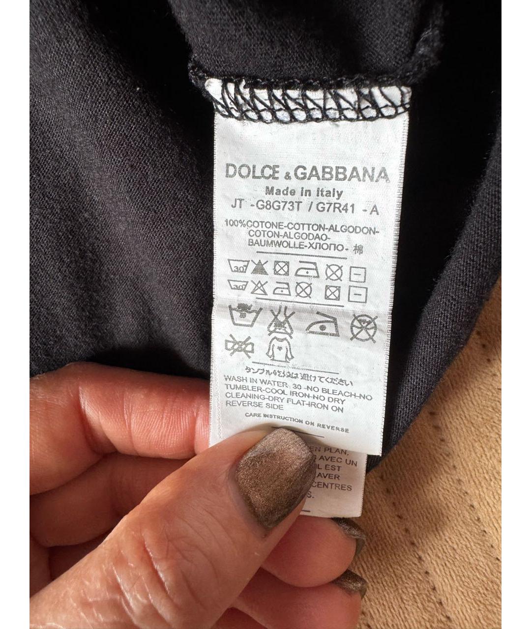 DOLCE&GABBANA Черная хлопковая футболка, фото 7