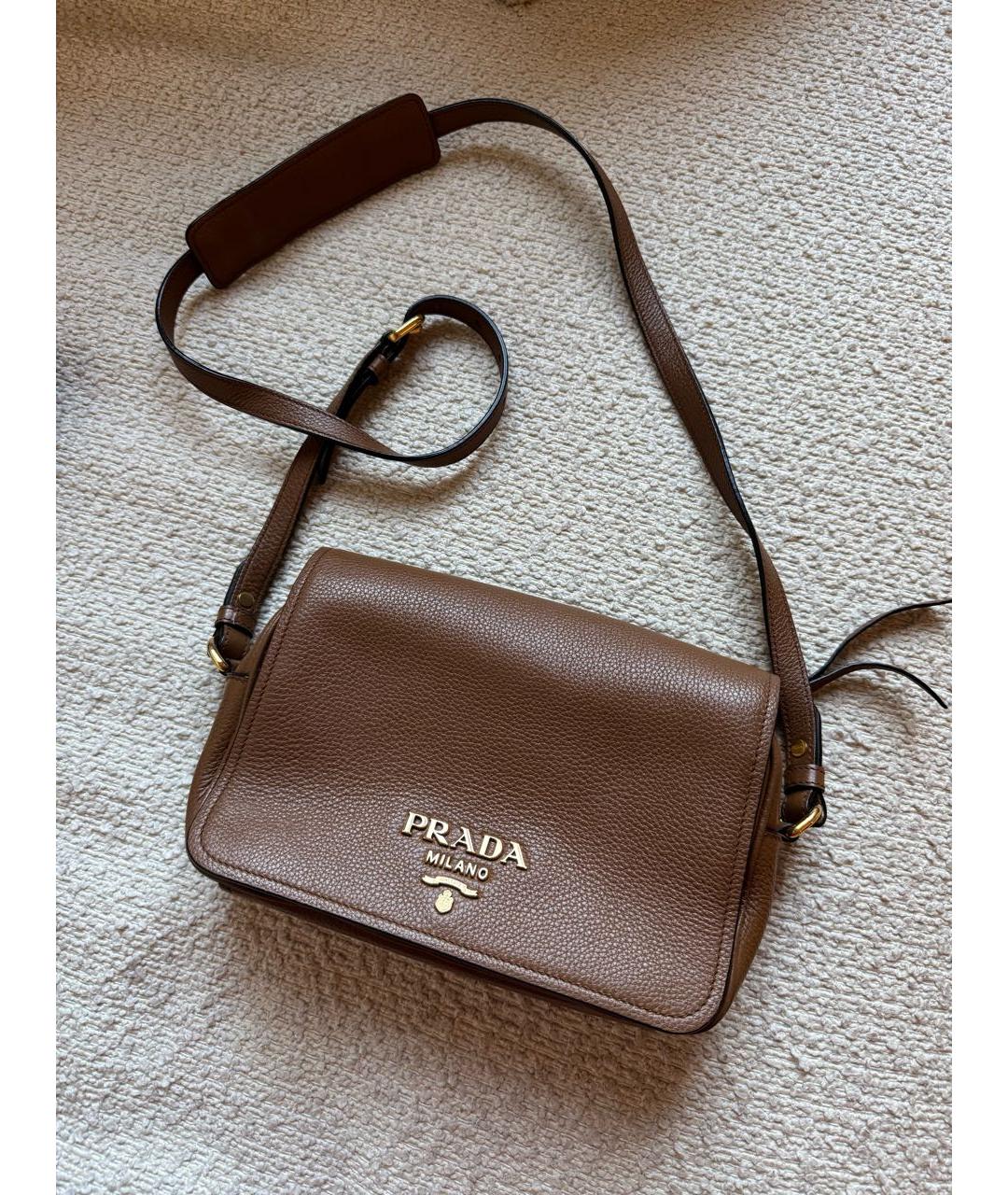 PRADA Коричневая кожаная сумка через плечо, фото 5