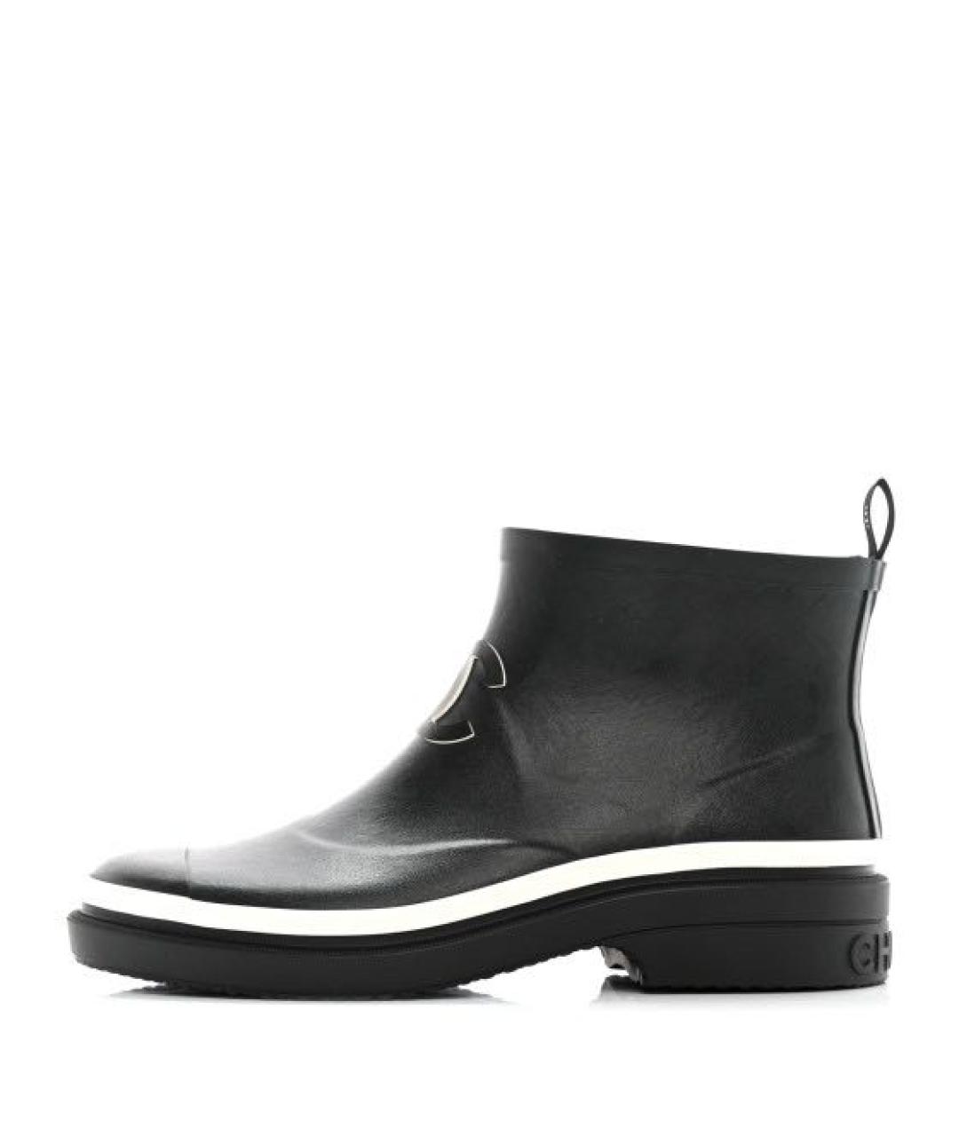 CHANEL Черные резиновые полусапоги, фото 5