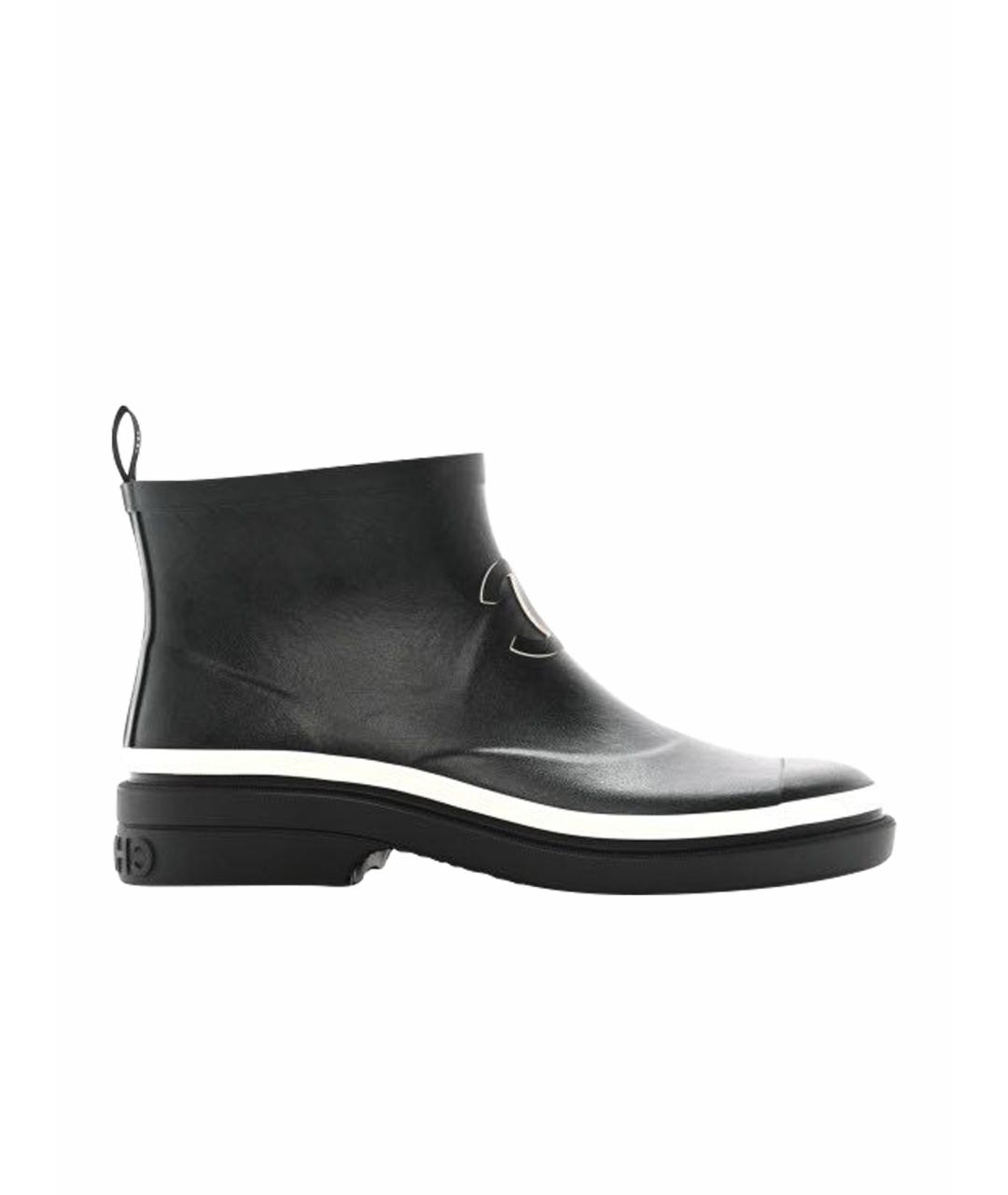 CHANEL Черные резиновые полусапоги, фото 1