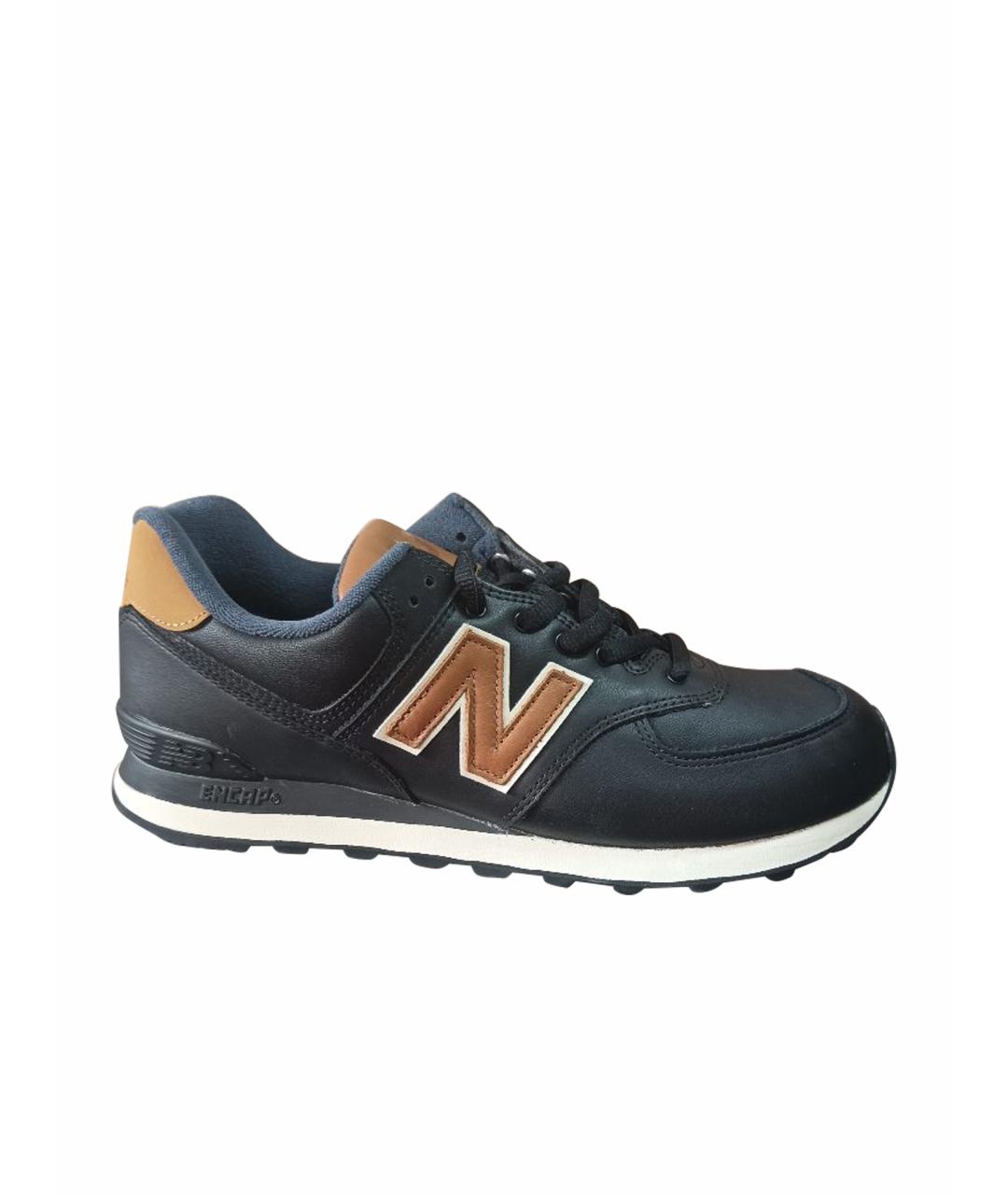NEW BALANCE Черные кожаные низкие кроссовки / кеды, фото 1
