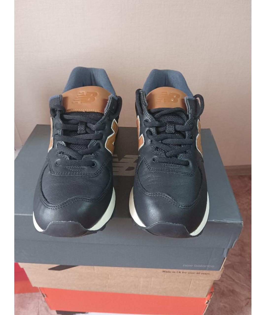 NEW BALANCE Черные кожаные низкие кроссовки / кеды, фото 2