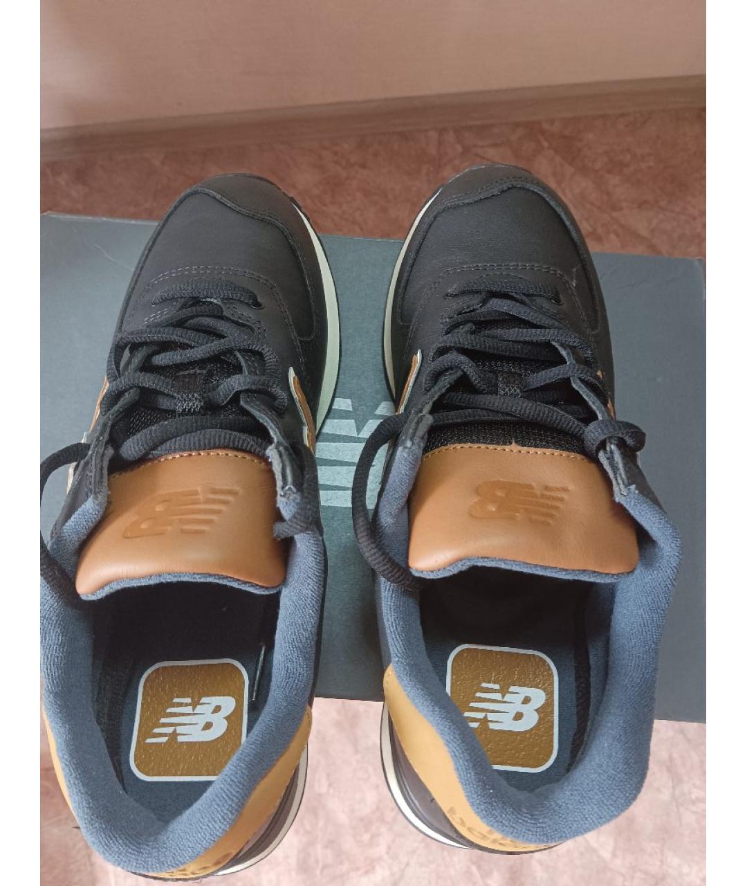 NEW BALANCE Черные кожаные низкие кроссовки / кеды, фото 3