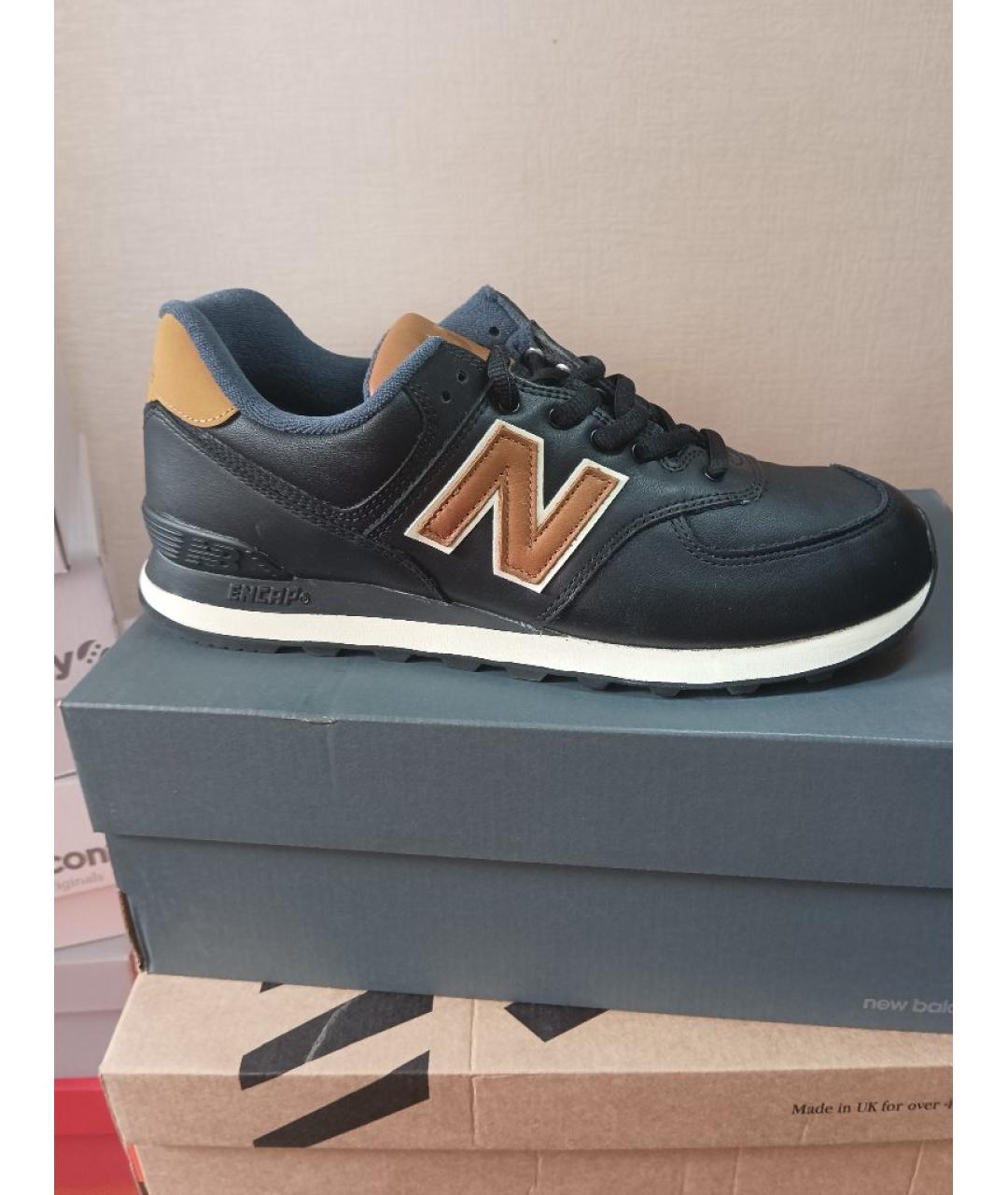 NEW BALANCE Черные кожаные низкие кроссовки / кеды, фото 8