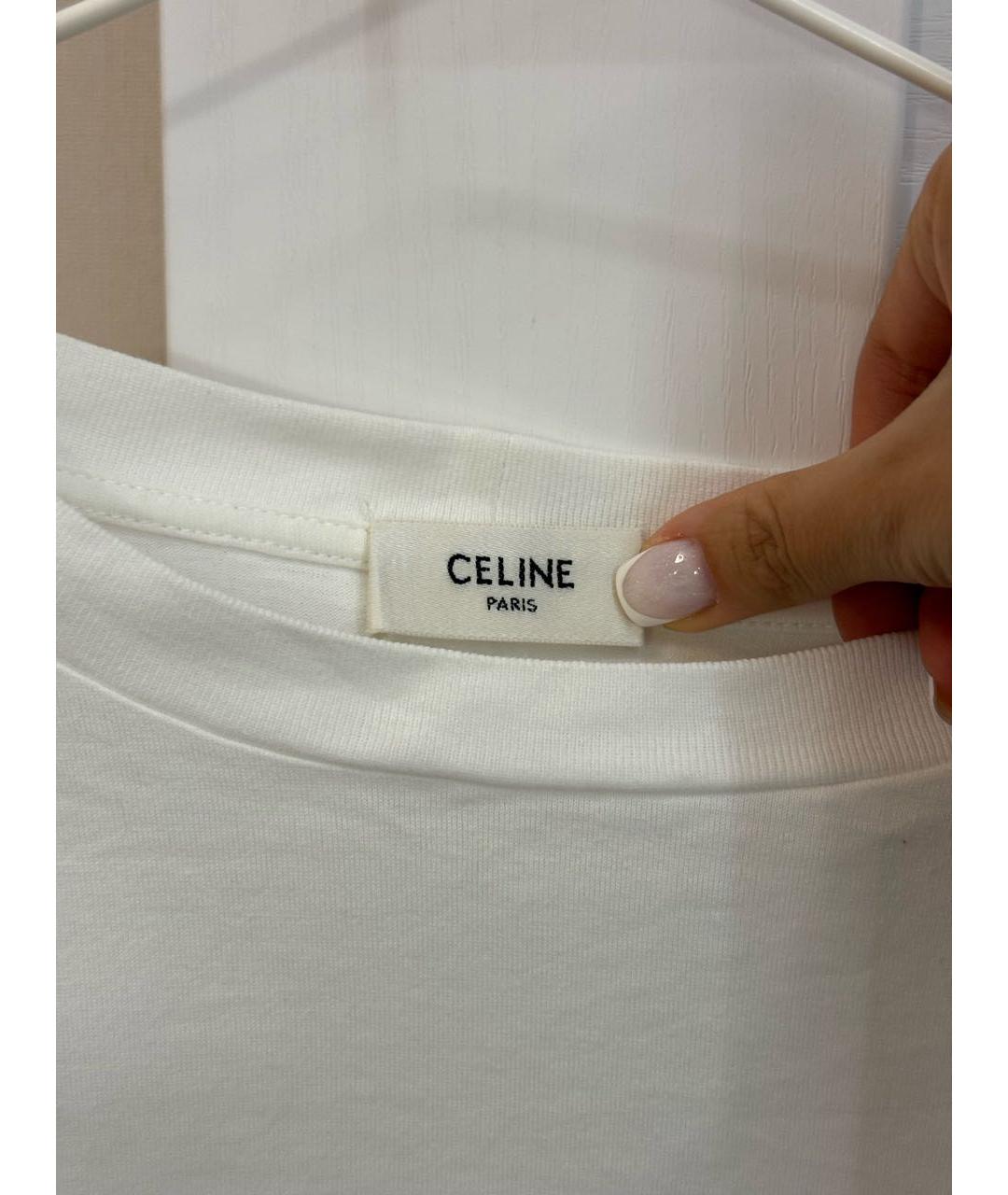 CELINE Белая хлопковая футболка, фото 2
