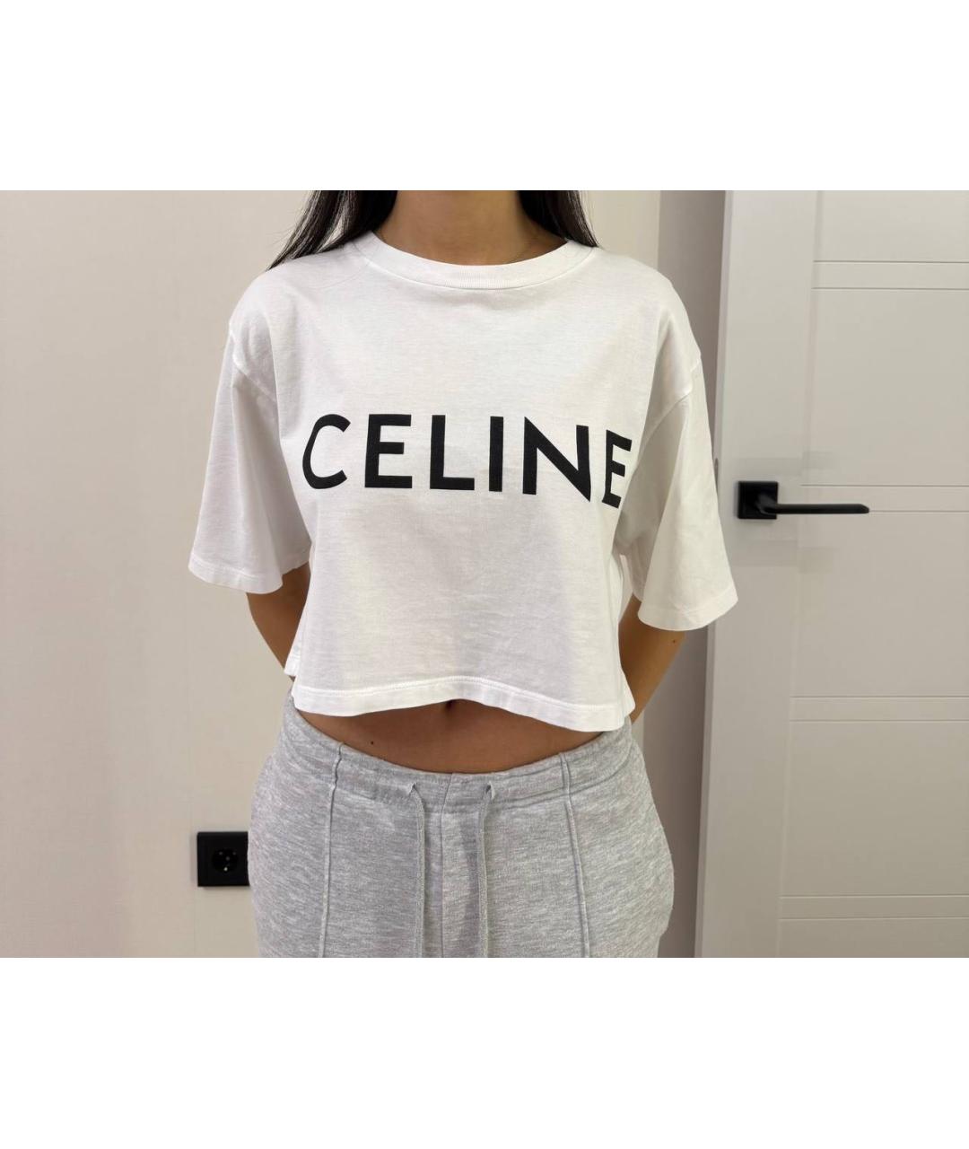 CELINE Белая хлопковая футболка, фото 5