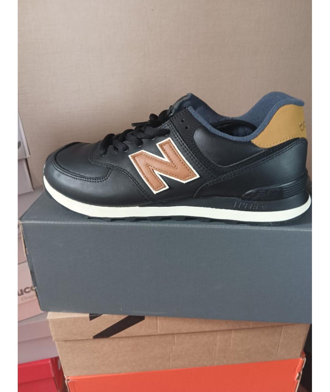 NEW BALANCE Черные кожаные низкие кроссовки / кеды, фото 7
