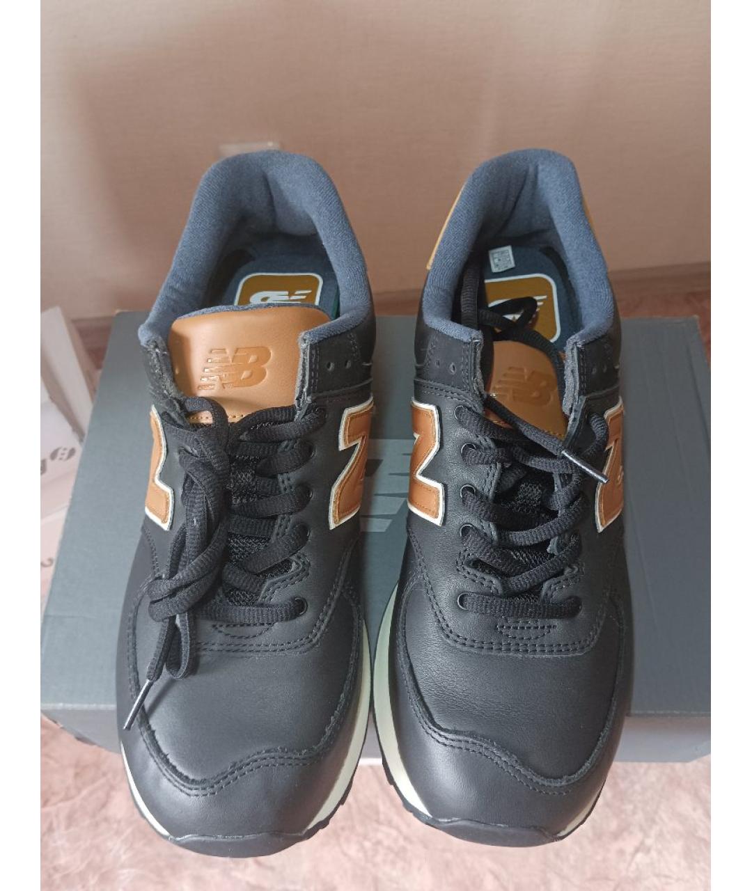 NEW BALANCE Черные кожаные низкие кроссовки / кеды, фото 2