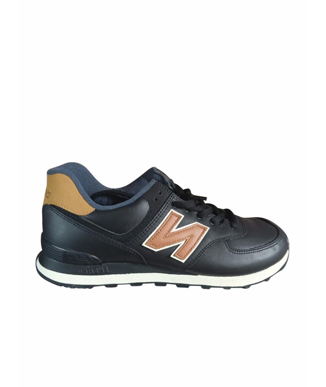 NEW BALANCE Черные кожаные низкие кроссовки / кеды, фото 1