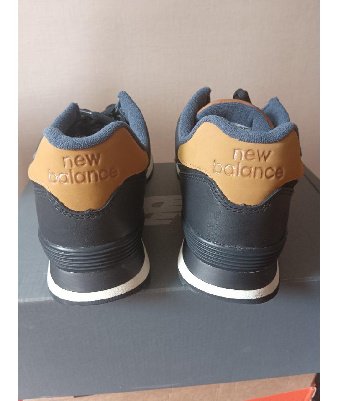 NEW BALANCE Черные кожаные низкие кроссовки / кеды, фото 4