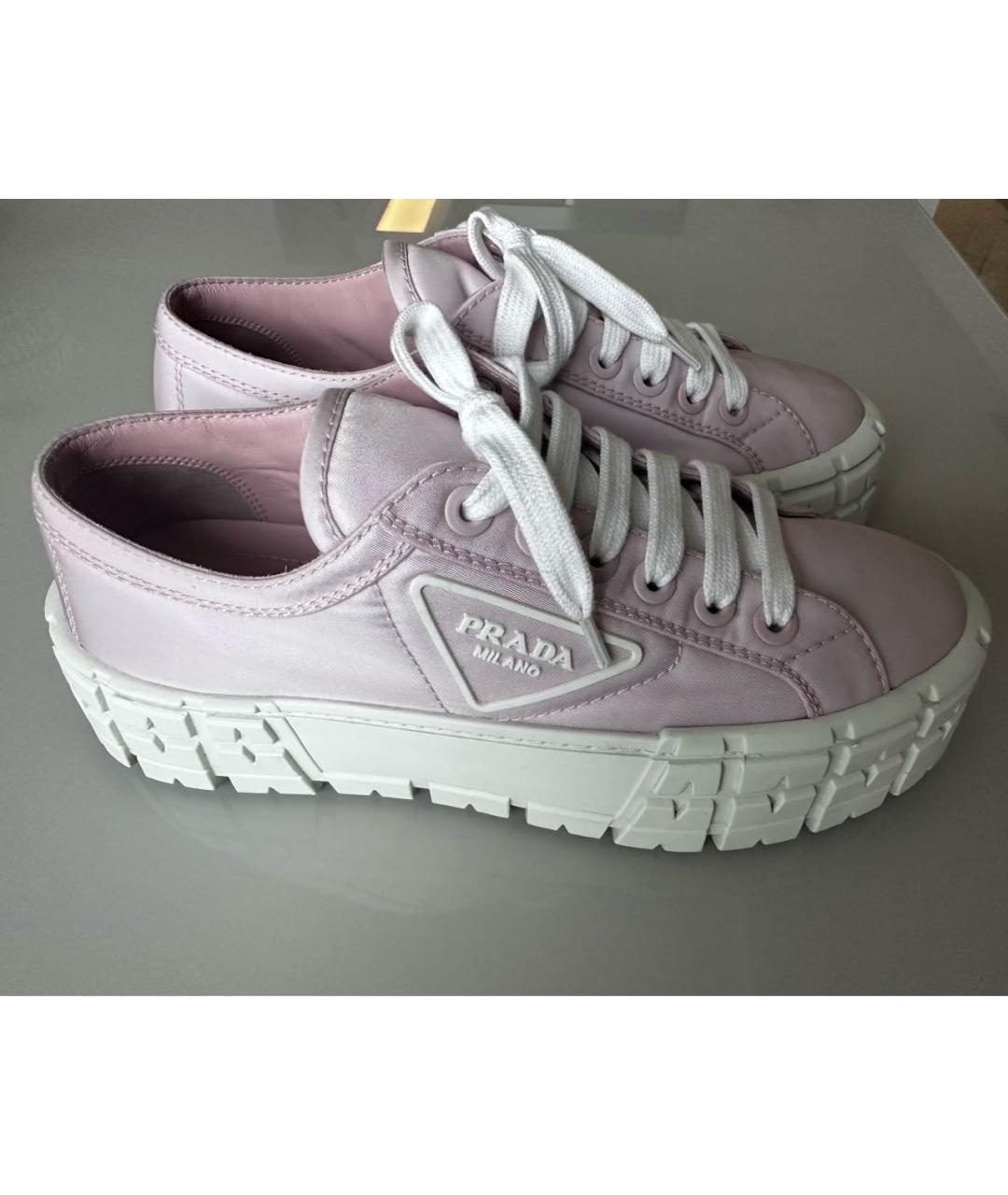 PRADA Розовые текстильные кеды, фото 5