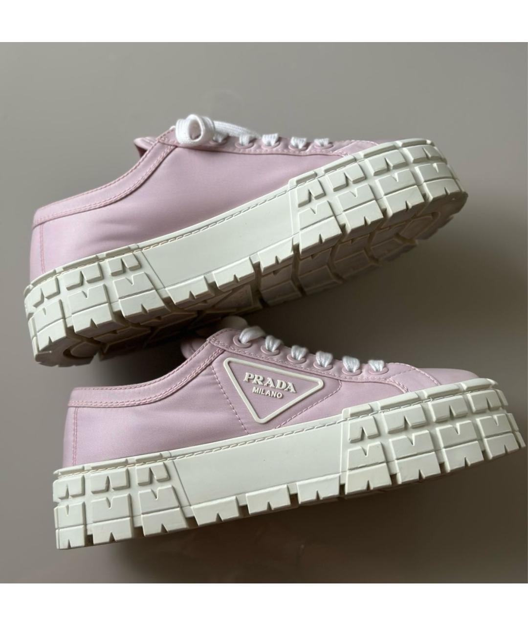 PRADA Розовые текстильные кеды, фото 6