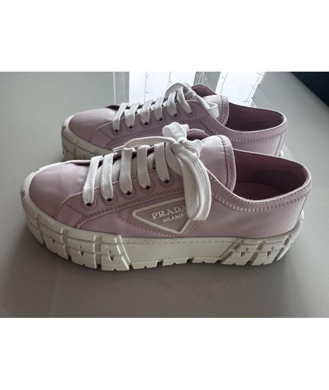 PRADA Розовые текстильные кеды, фото 4