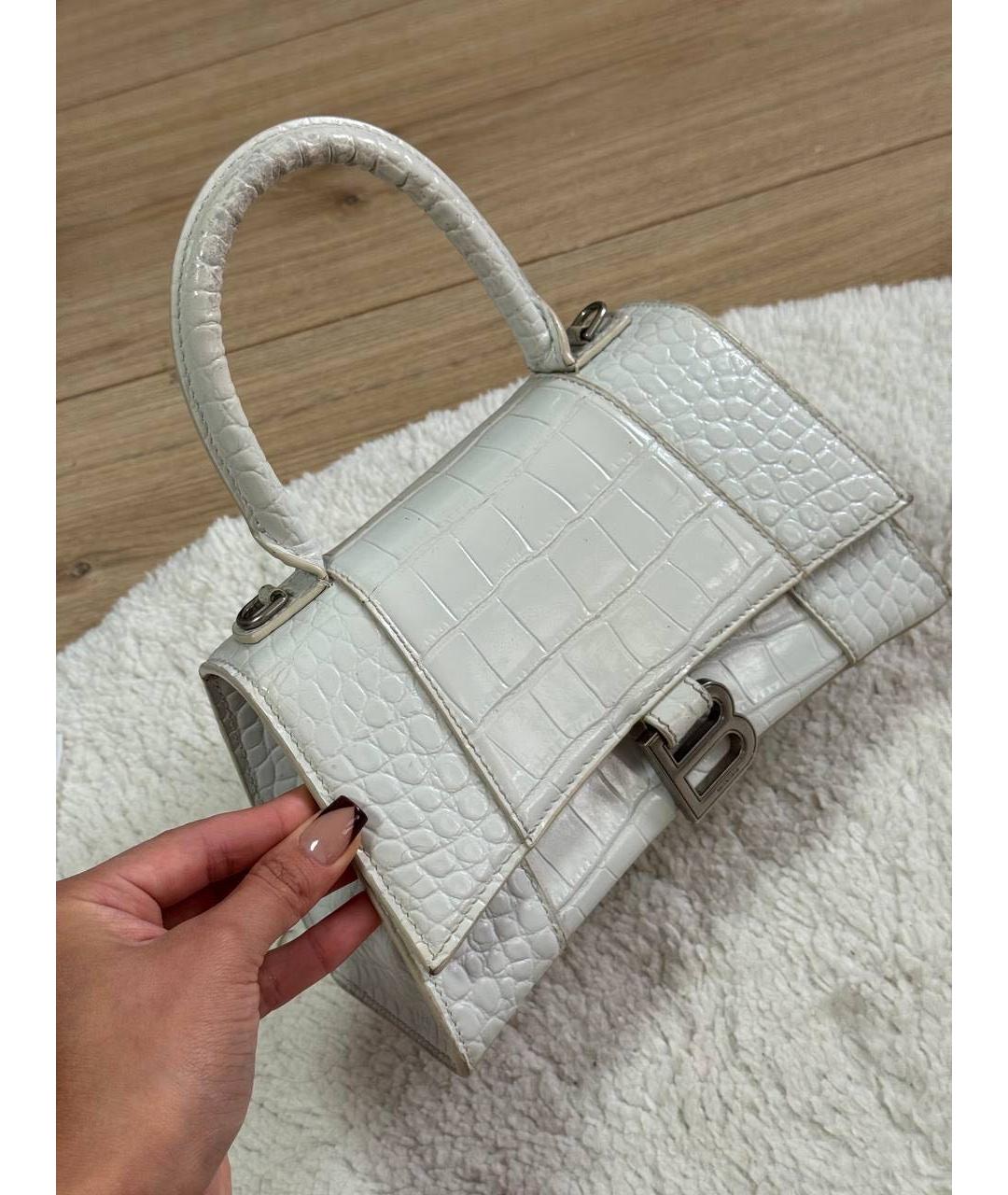 BALENCIAGA Белая кожаная сумка с короткими ручками, фото 3