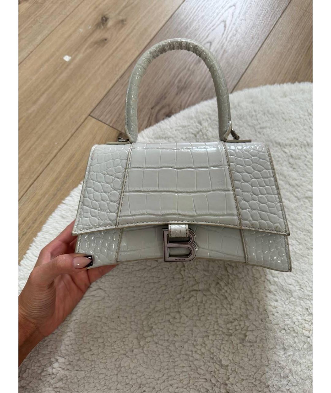 BALENCIAGA Белая кожаная сумка с короткими ручками, фото 2