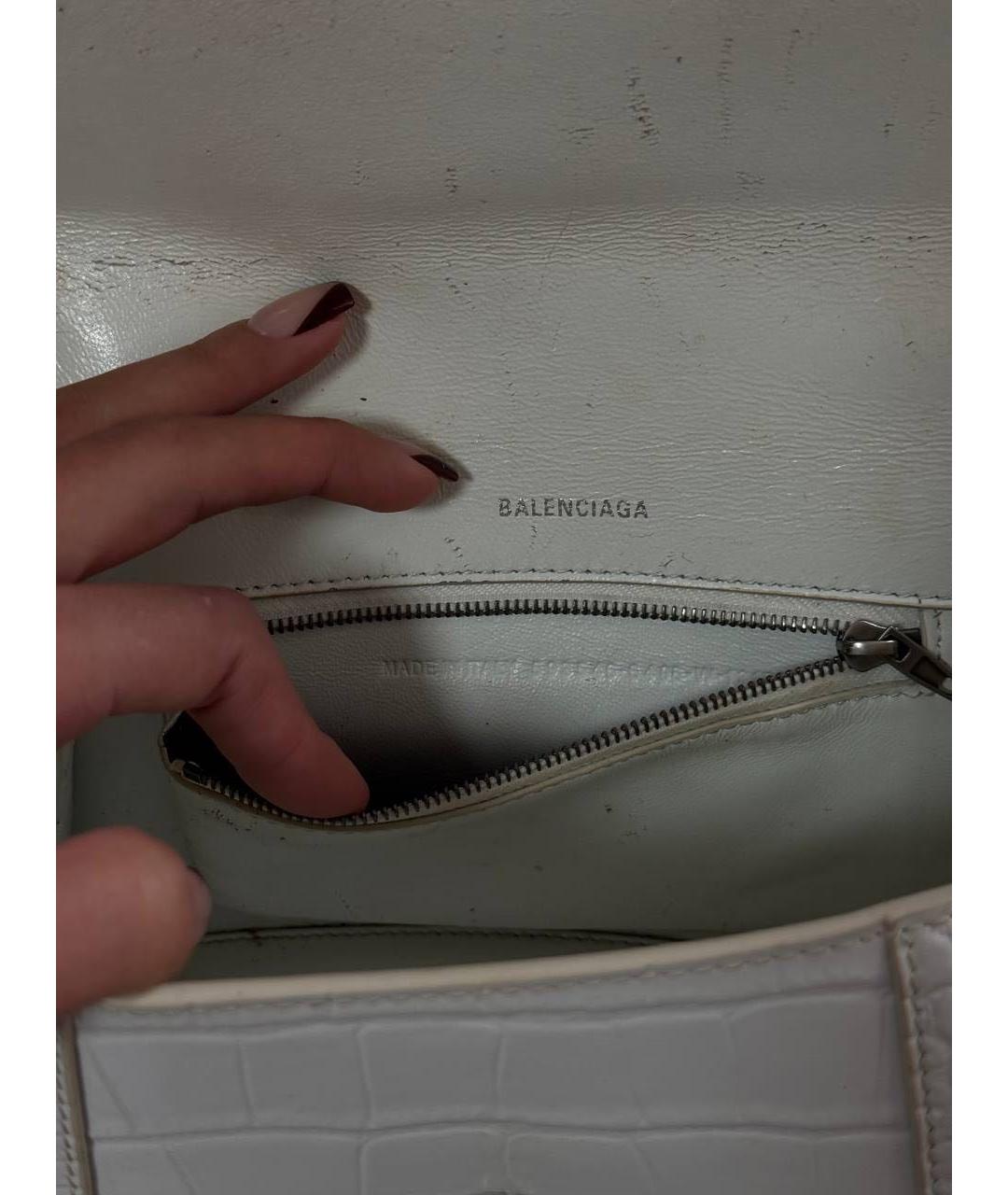 BALENCIAGA Белая кожаная сумка с короткими ручками, фото 5