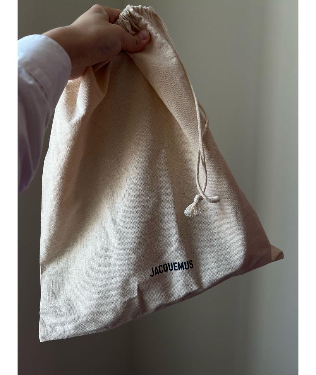 JACQUEMUS Хаки кожаная сумка с короткими ручками, фото 6