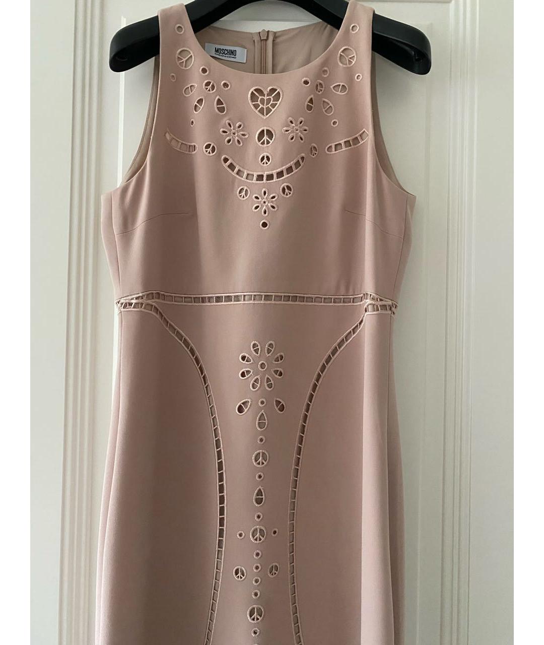 MOSCHINO Бежевое креповое коктейльное платье, фото 4