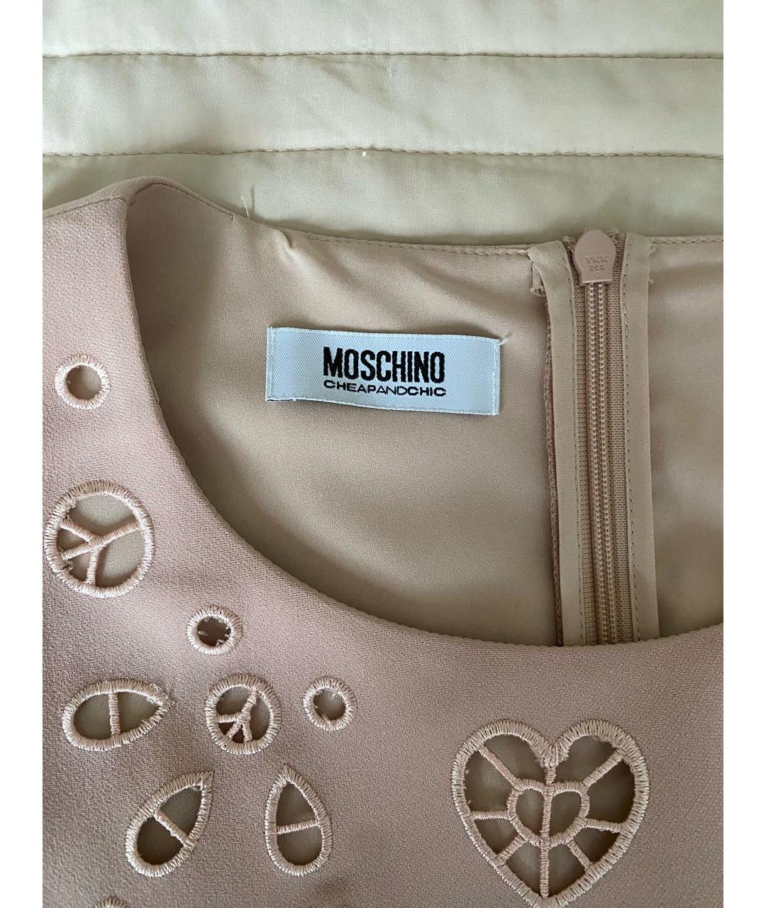 MOSCHINO Бежевое креповое коктейльное платье, фото 3