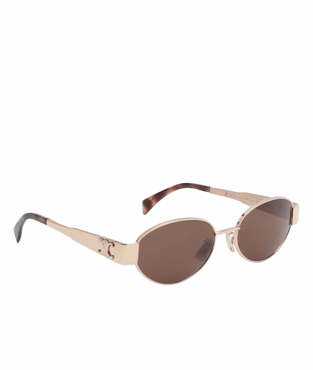 CELINE Коричневые металлические солнцезащитные очки, фото 1