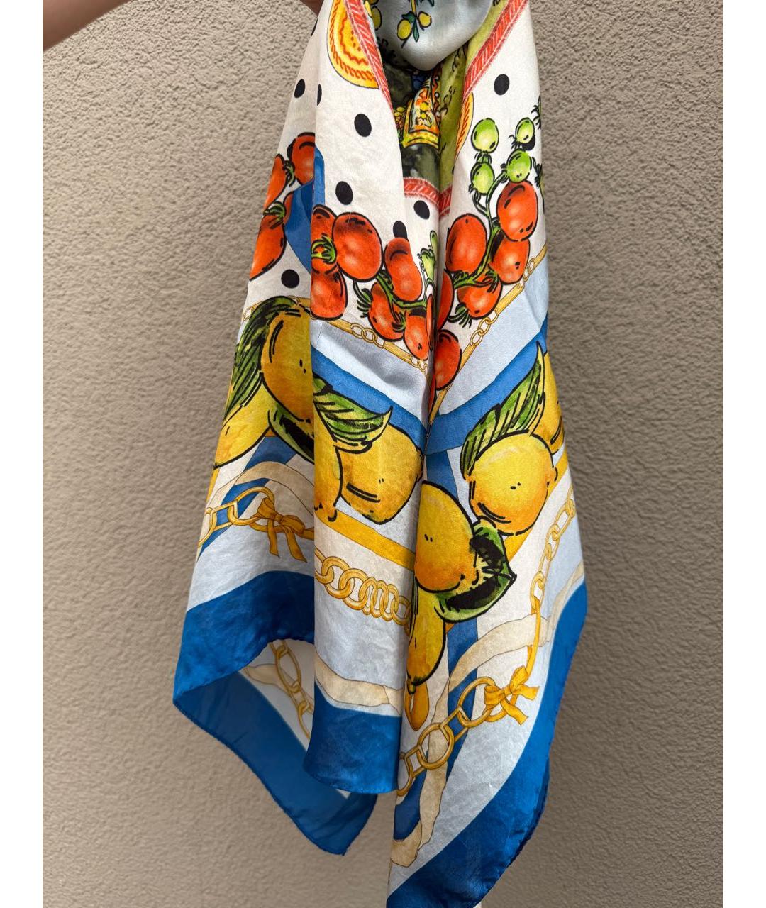 DOLCE&GABBANA Синий шелковый платок, фото 2