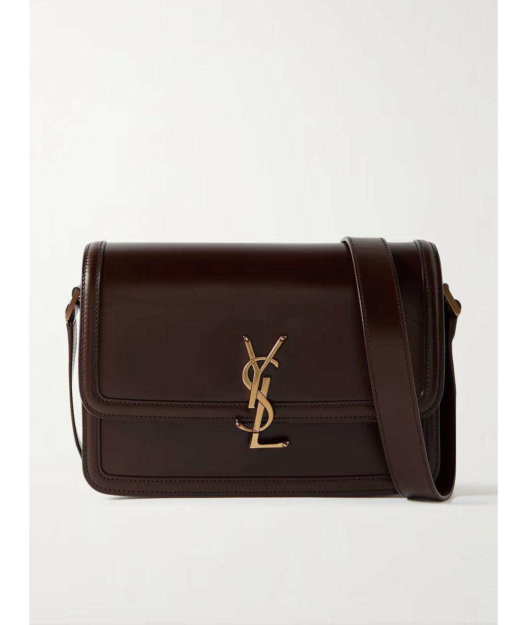 SAINT LAURENT Коричневая кожаная сумка через плечо, фото 7