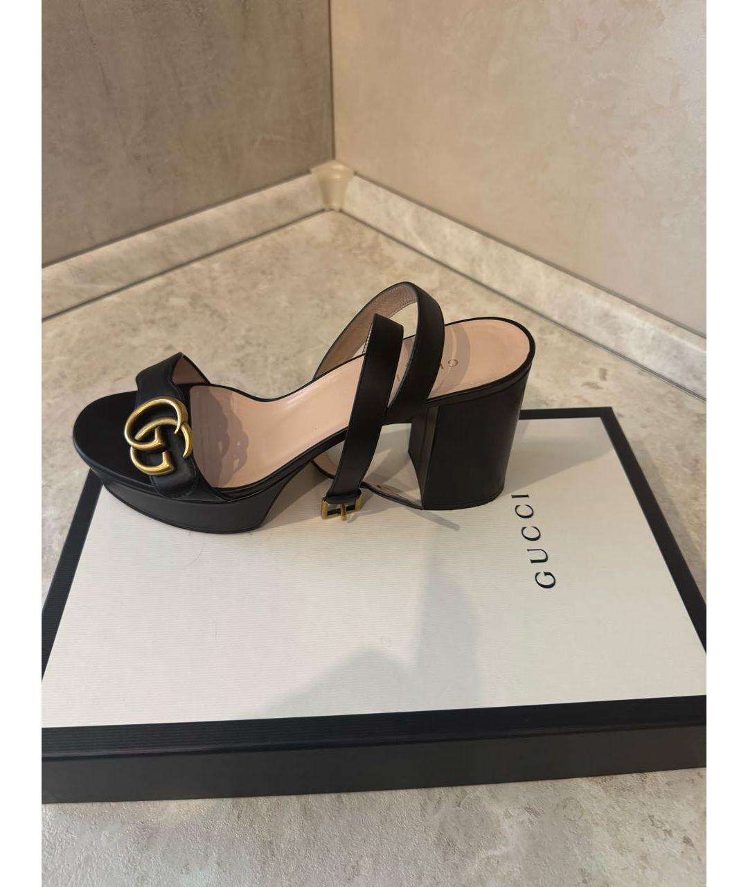 GUCCI Черные кожаные босоножки, фото 8