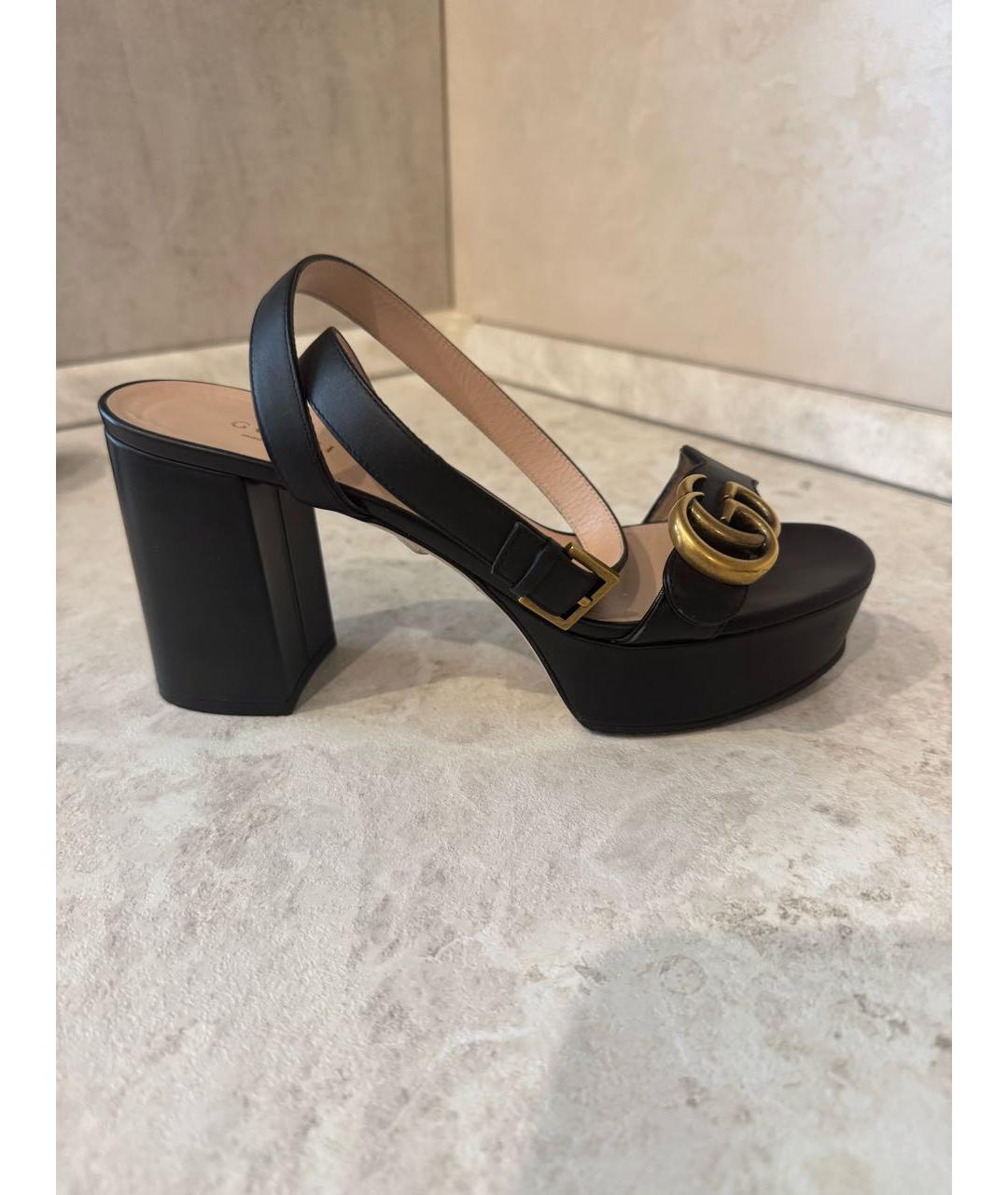 GUCCI Черные кожаные босоножки, фото 5